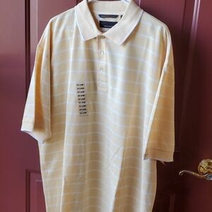 Greg Norman pale yellow striped  NWT SS polo size XXL
